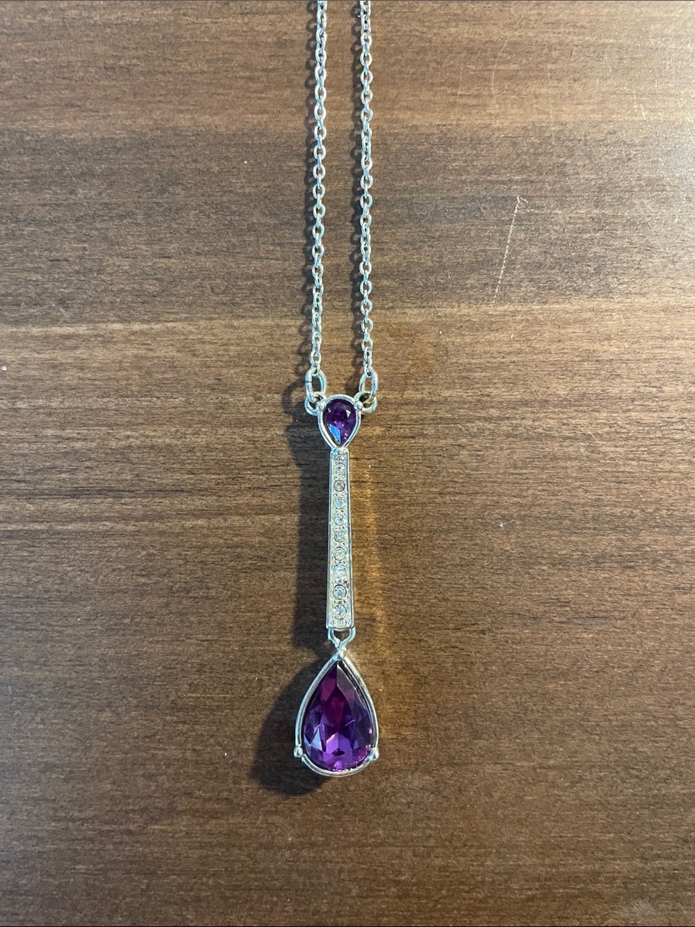Purple Teardrop Pendant Necklace
